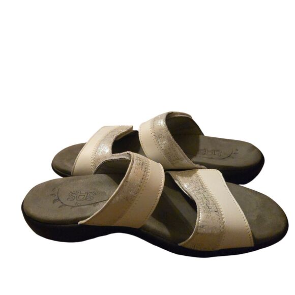 SAS Sandals Size 8M Nudu Slide White/Silver Comfort Slide On Grandma Core - Picture 12 of 16